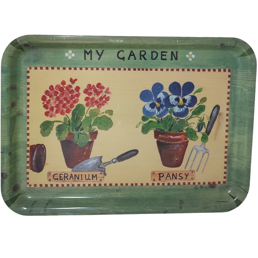 Alie Kik Melamite Tray My Garden Made In Italy Geranium‎ Pansy Cottage Core
